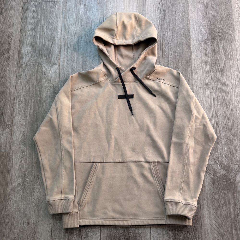 UNRL Mens XS Tan Beige Hoodie Pullover Athletic Streetwear Kangaroo Pocket